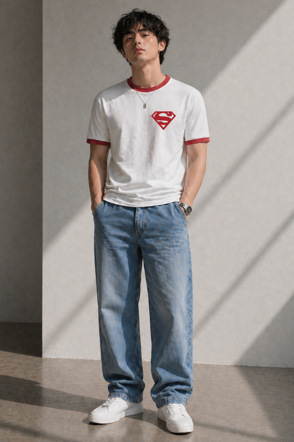 Man of Steel - Ringer Cropped Tee