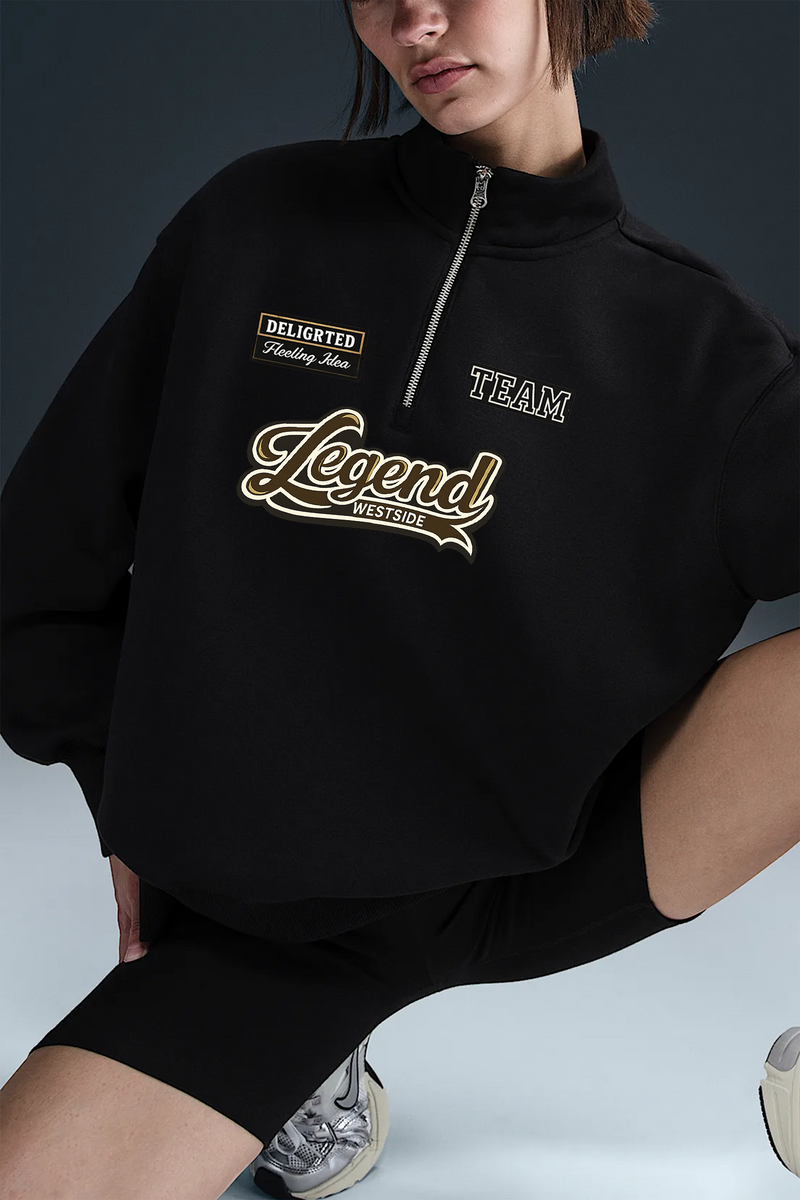 Legend - Zip-top Black Oversized Sweatshirt