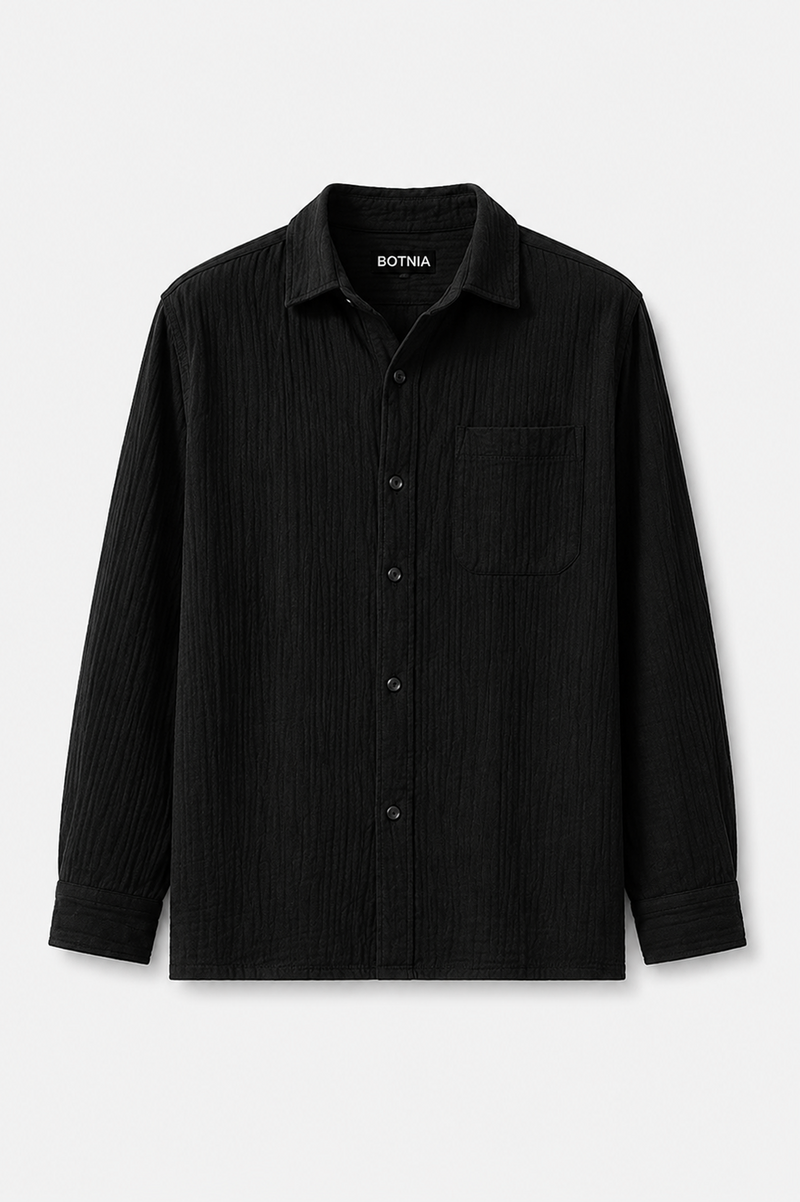 Gauze Crop Shirt : Black