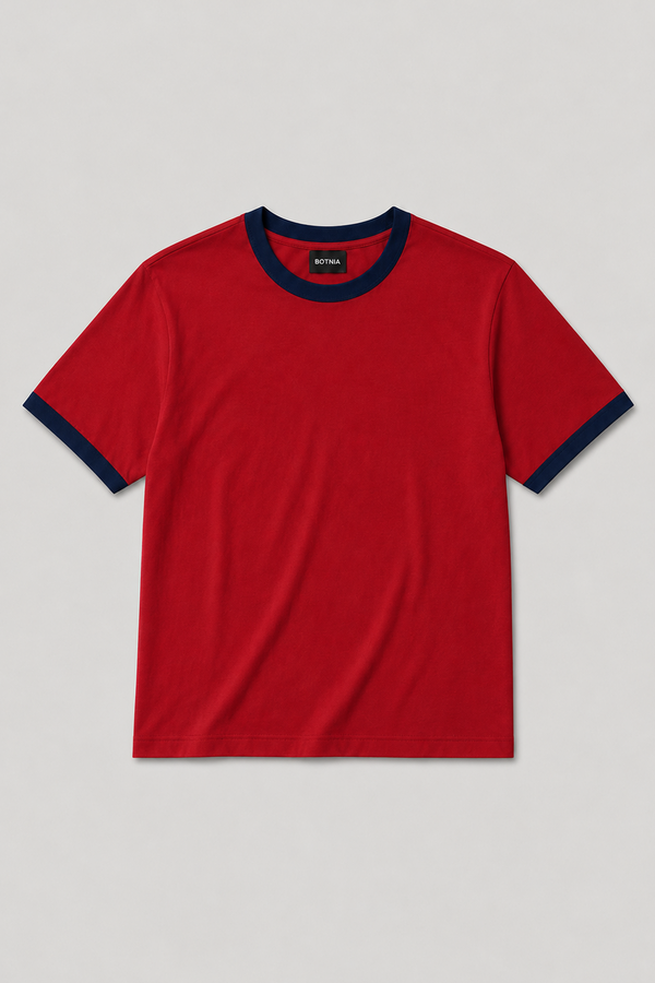 Red - Navy - Ringer Cropped Tee
