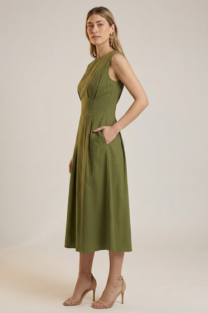 Eva Linen Dress : Green