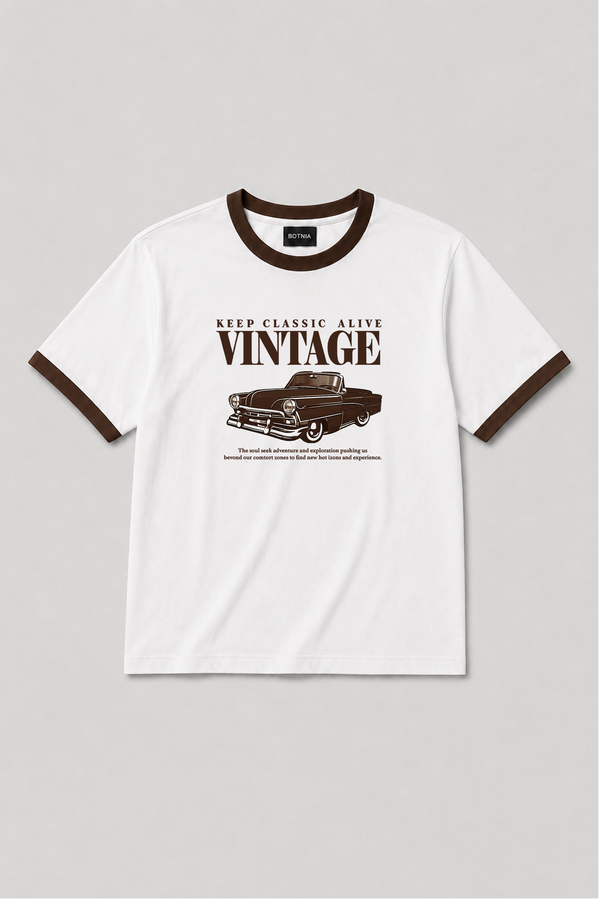 Vintage - Ringer Cropped Tee