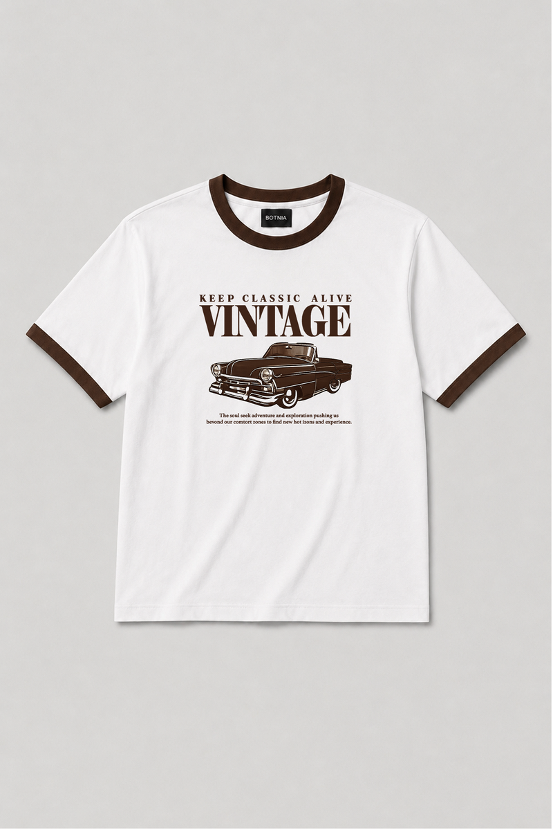 Vintage - Ringer Cropped Tee