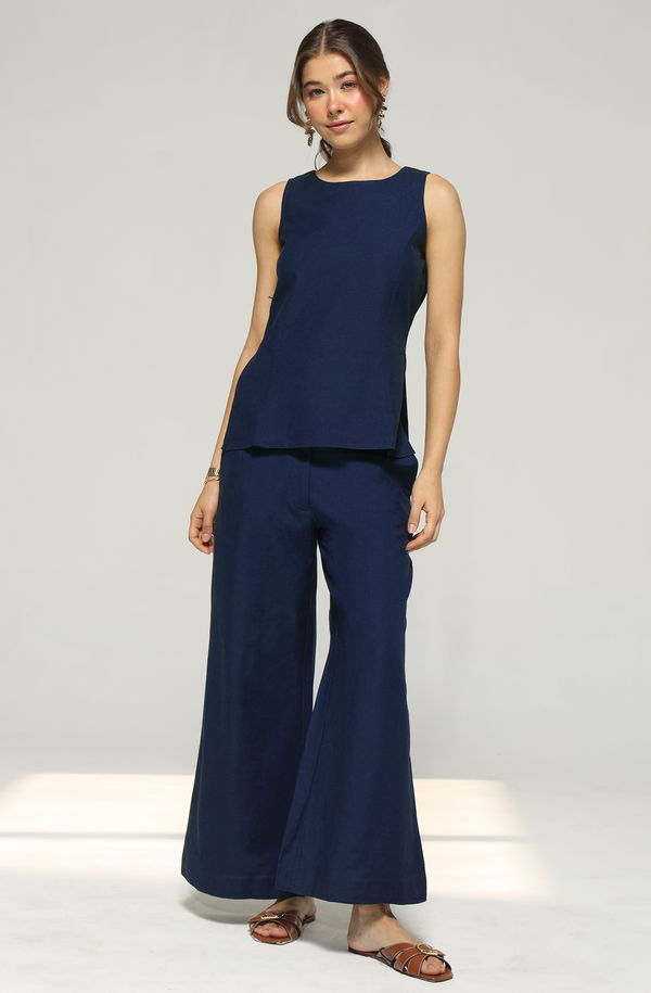Lisa Linen Set : Navy