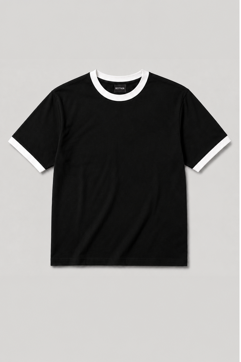 Black - Ringer Cropped Tee