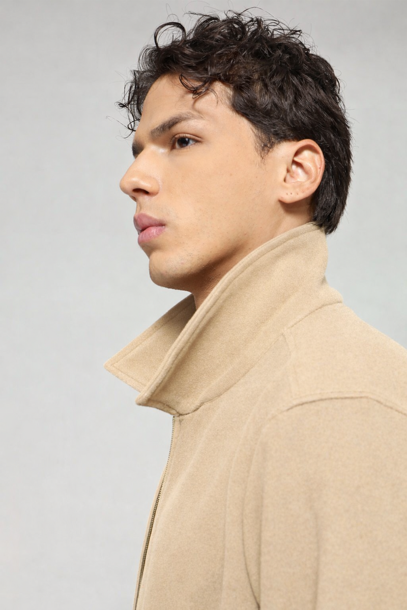 Single Collar Bomber Jacket - Vanilla