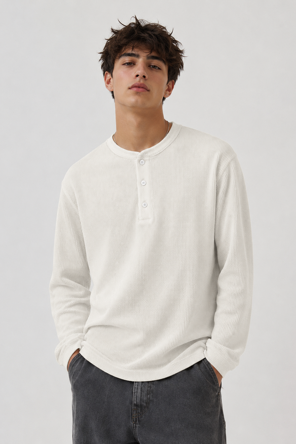Henley Waffle - Off White
