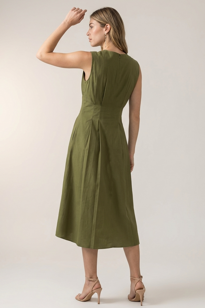 Eva Linen Dress : Green