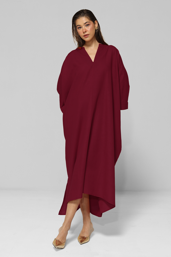 Jeany Linen Kaftan : Merlot