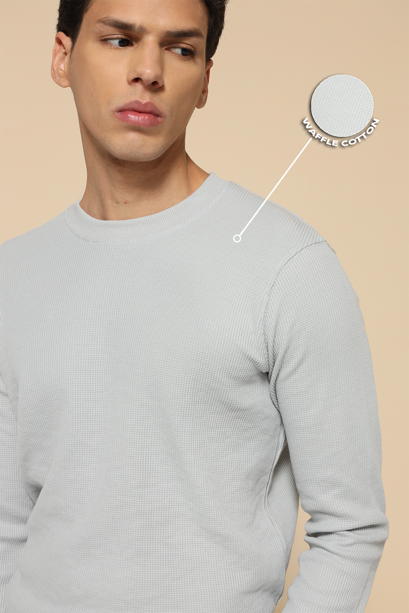 Waffle Long Sleeve T-Shirt - Grey