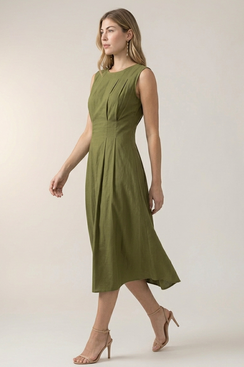 Eva Linen Dress : Green