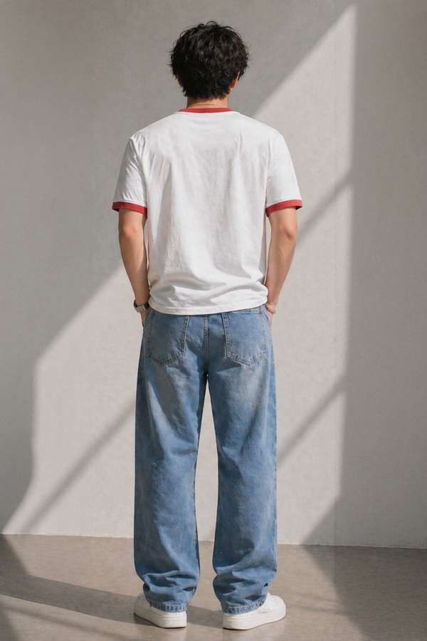 White - Ringer Cropped Tee