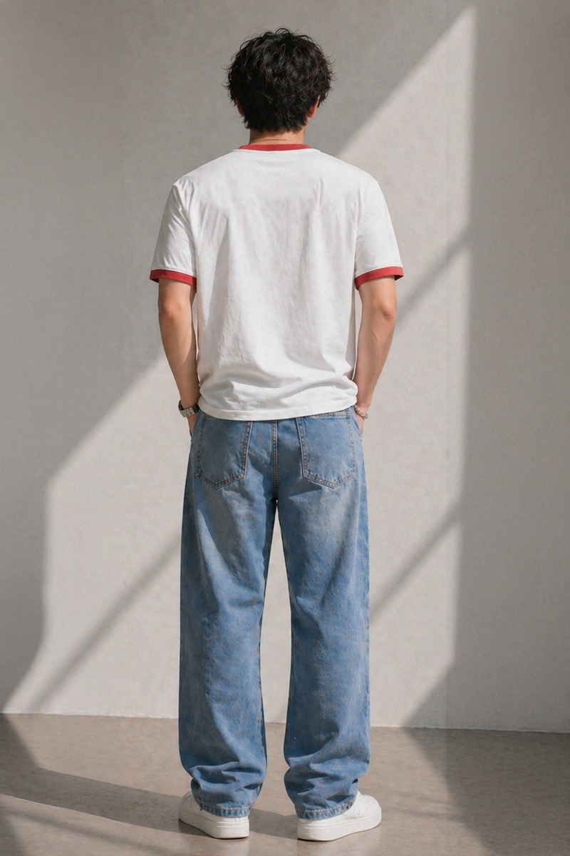 White - Ringer Cropped Tee