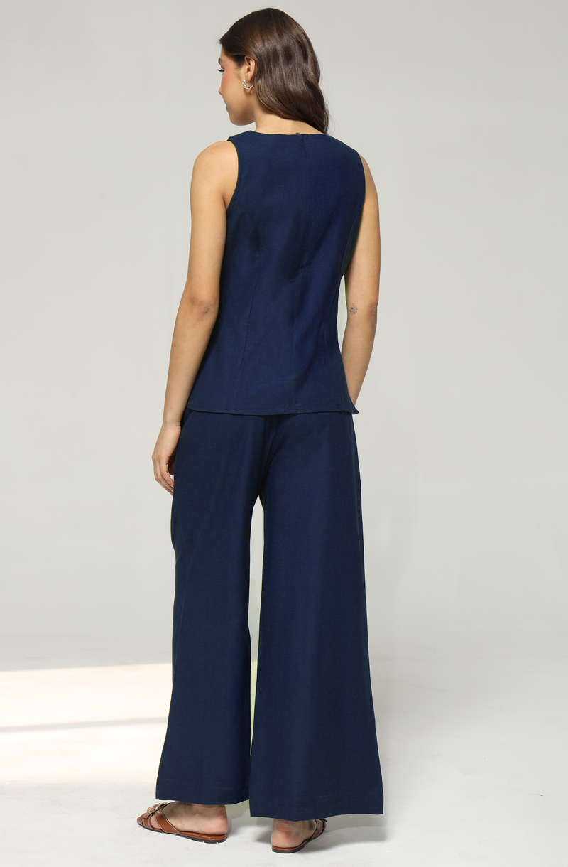 Lisa Linen Set : Navy