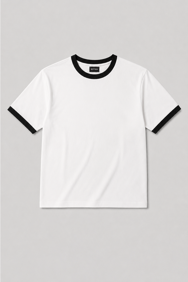 White - Black - Ringer Cropped Tee