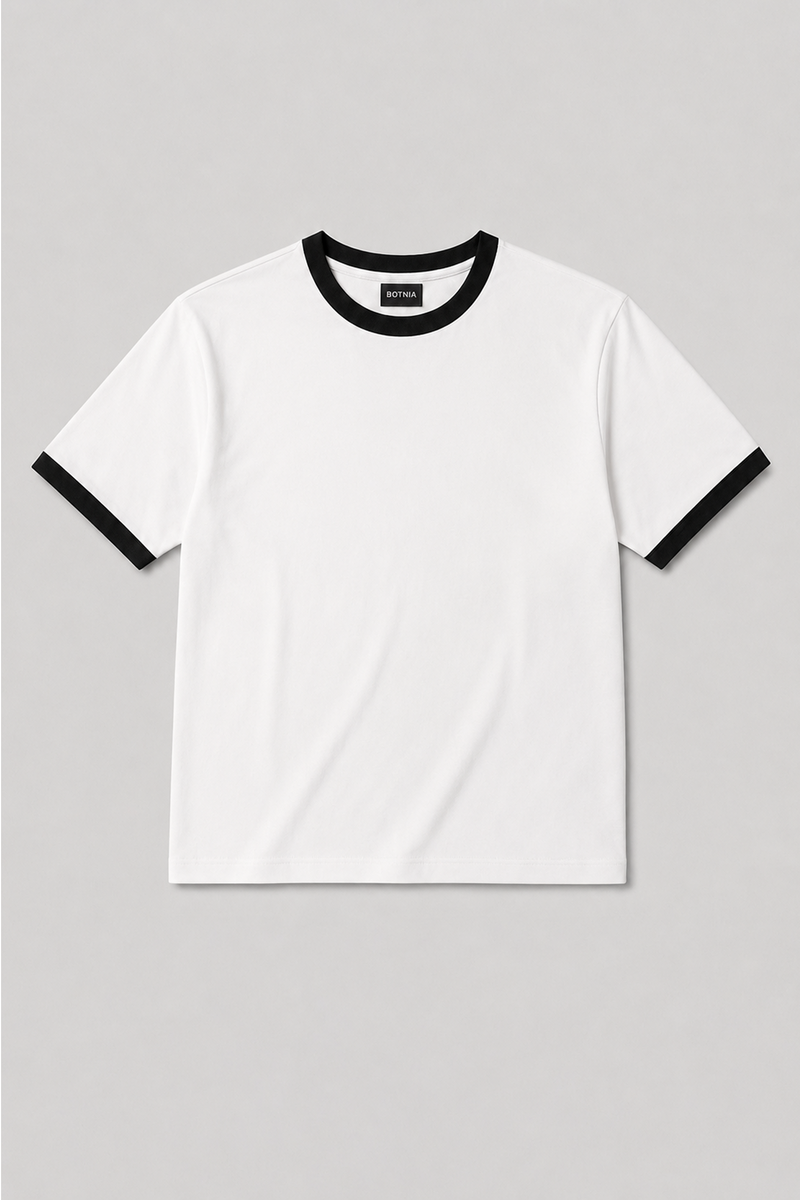 White - Black - Ringer Cropped Tee
