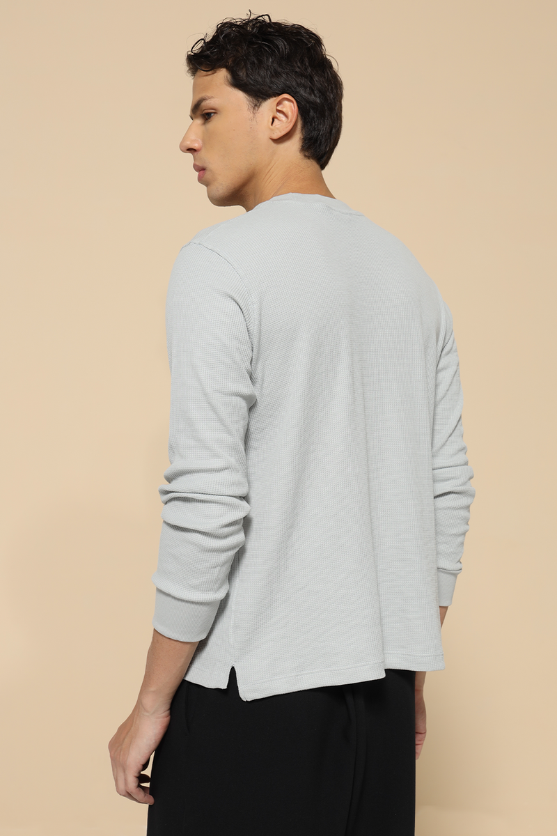 Waffle Long Sleeve T-Shirt - Grey