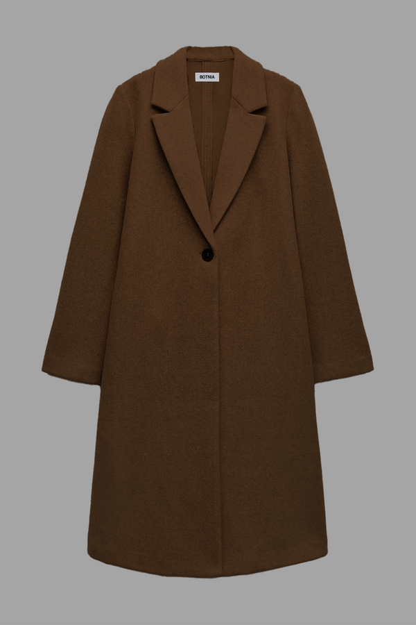 Brown - Wool Blend Long Coat