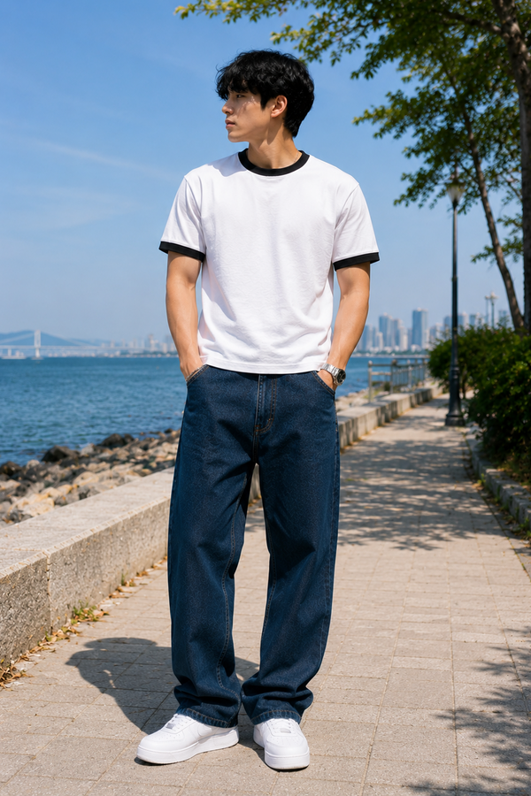 White - Black - Ringer Cropped Tee