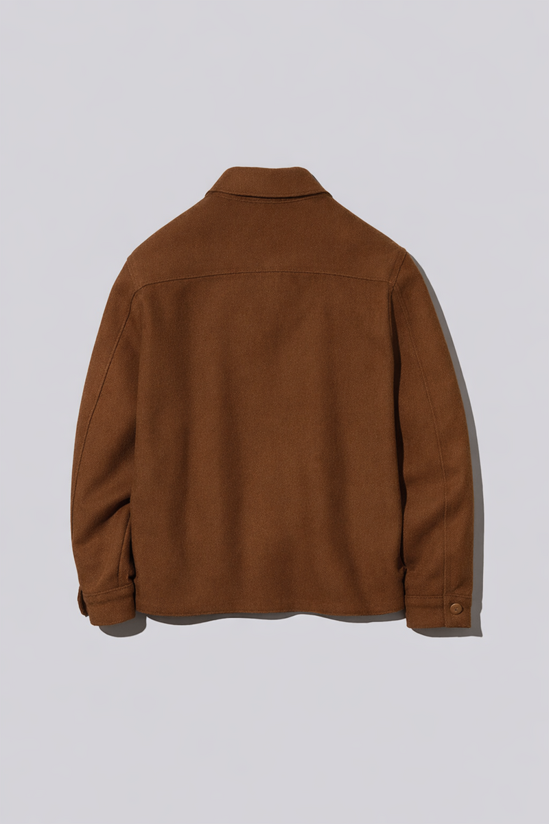 Single Collar Bomber Jacket - Brown