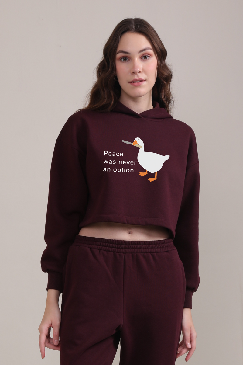 Peace Was Never An Option-Crop Hoodie