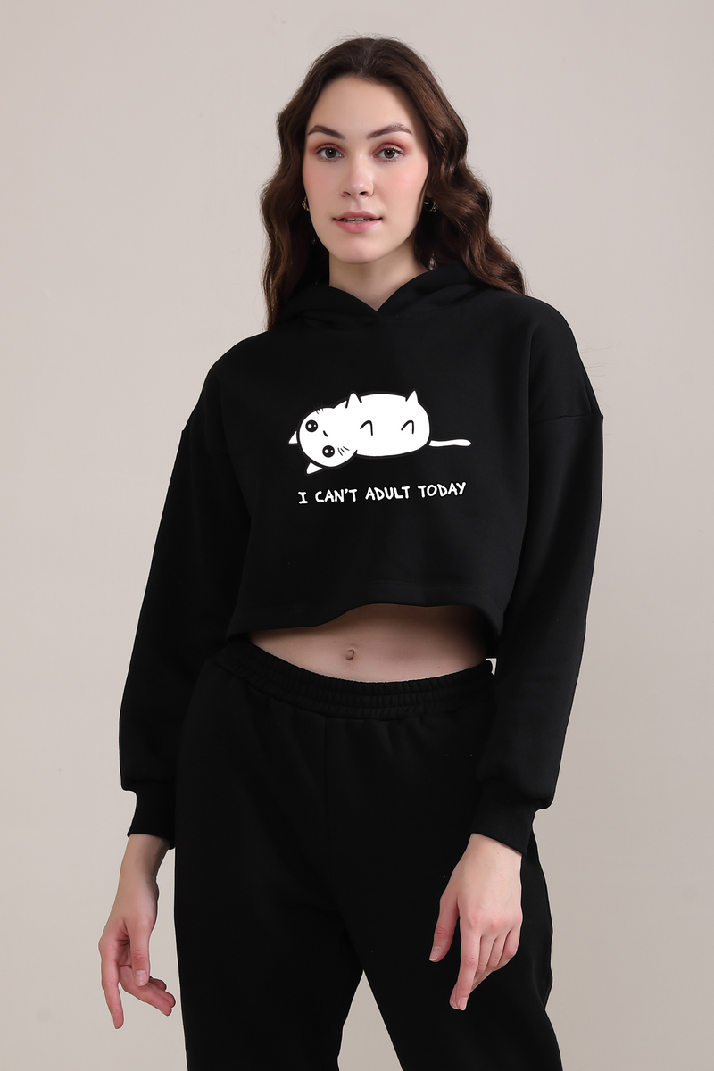 I Can't adult today-Crop Hoodie
