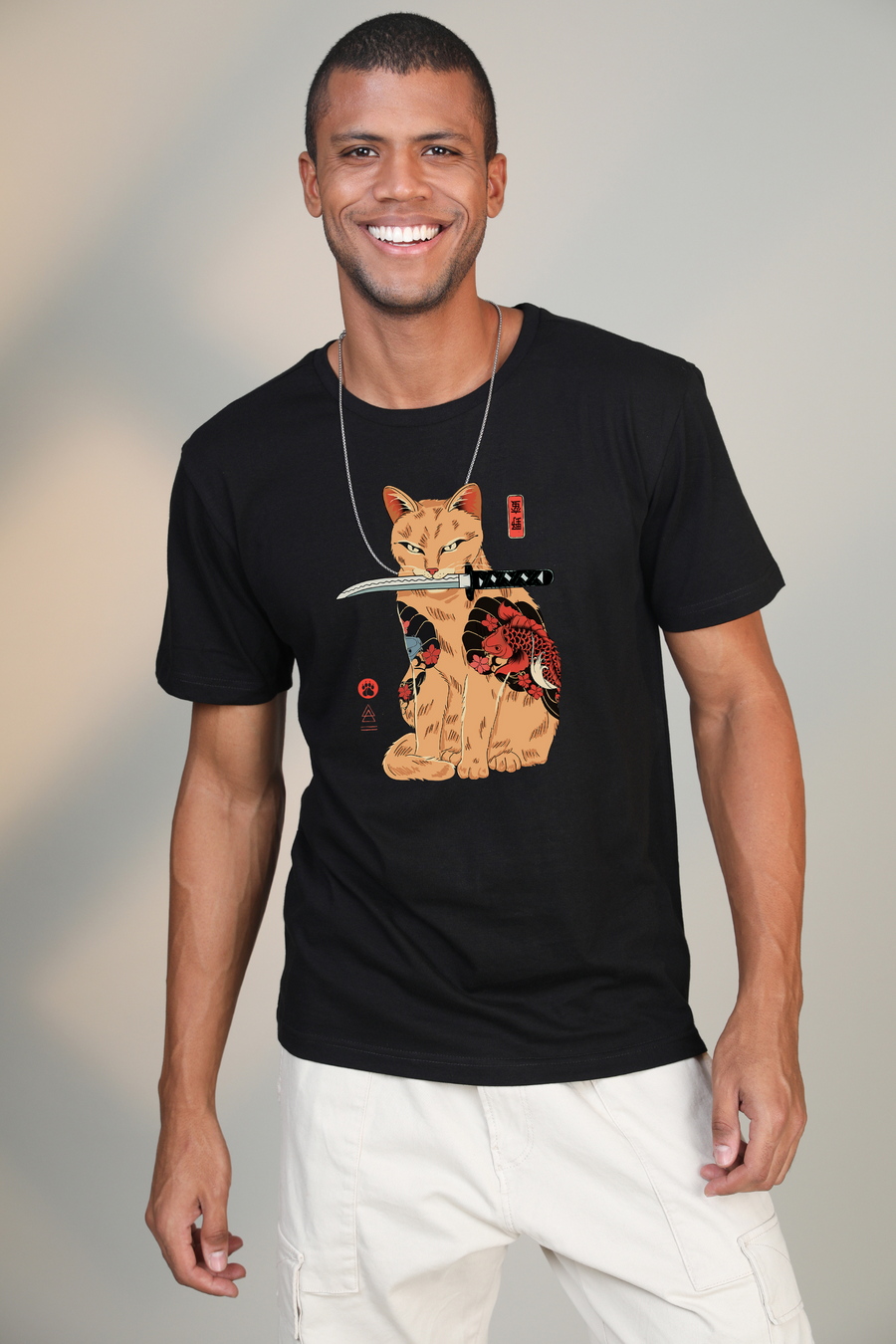 Katana cat- Half sleeve t-shirt