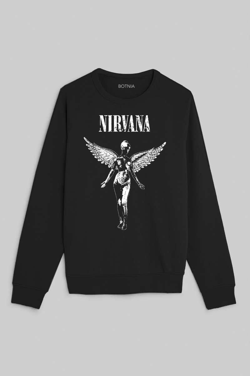 Nirvana Black 100% Cotton Fleece Oversized Plain Round Full Sleeve Nirvana Black 100% Cotton Fleece Oversized Plain Round Full Sleeve