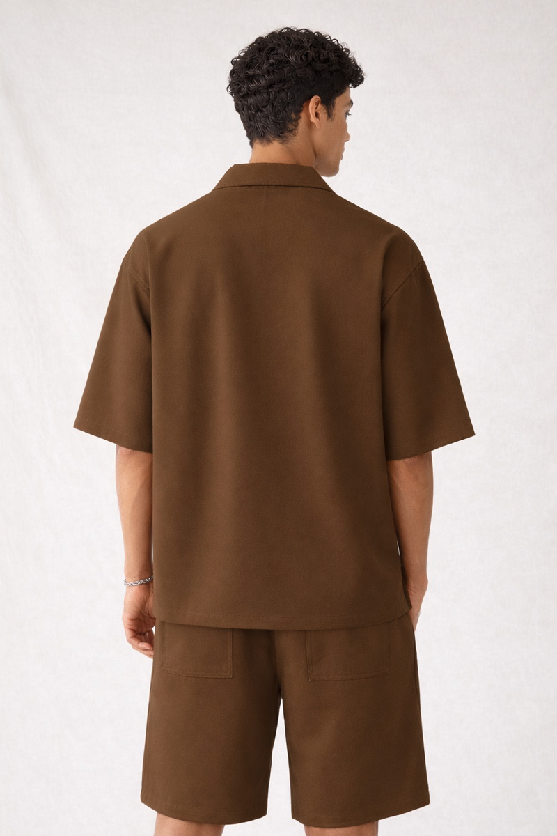 Men premium cotton co-ord set : Caramel