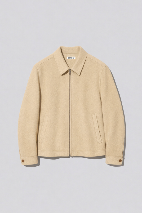 Single Collar Bomber Jacket - Vanilla