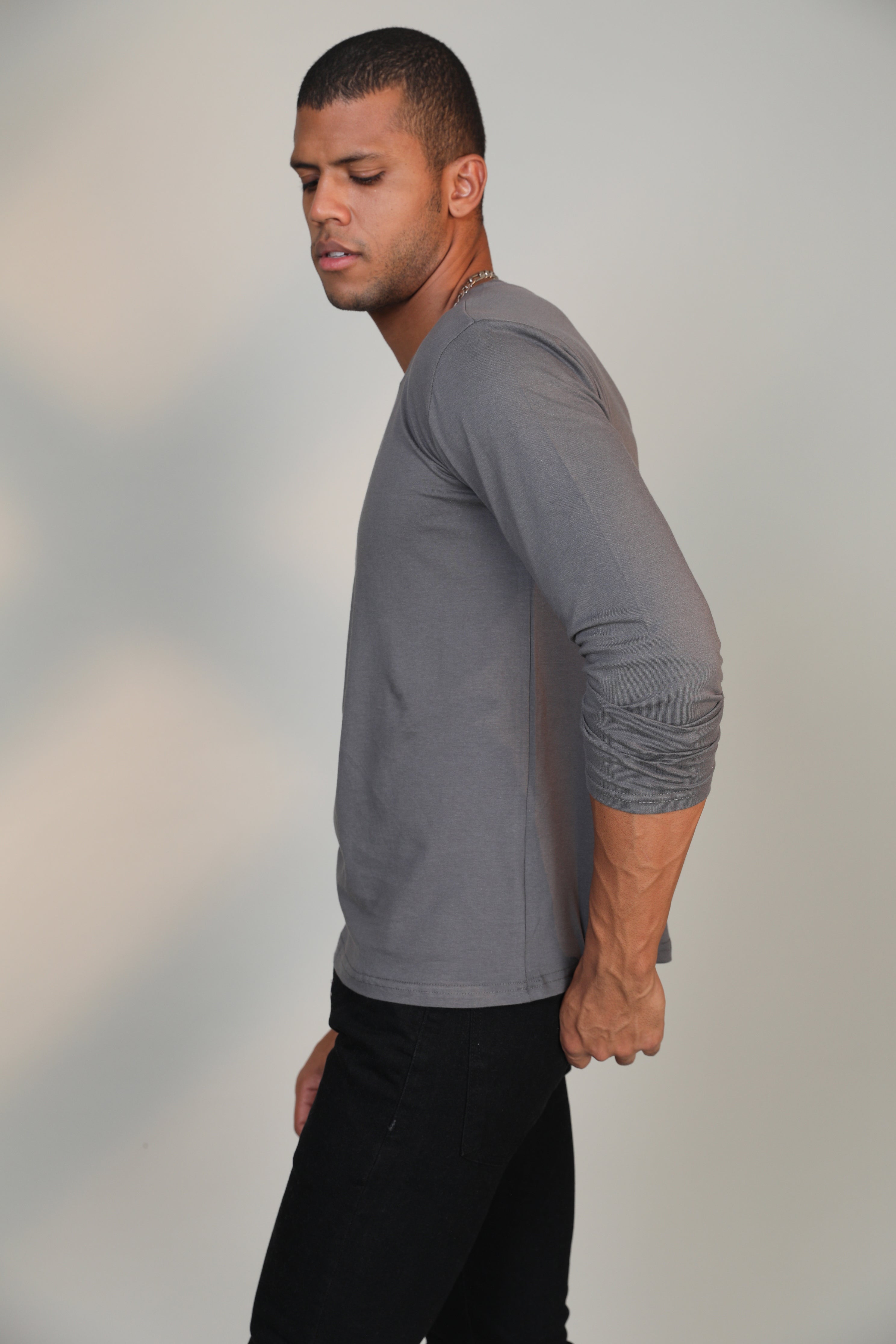 Melange Grey- Full sleeve t-shirt