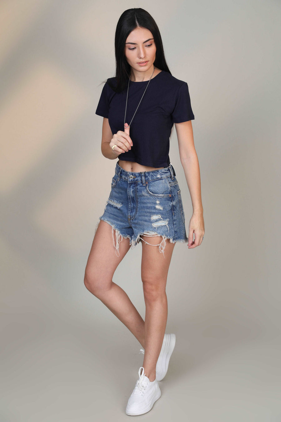 Crop Top- Navy - Botnia