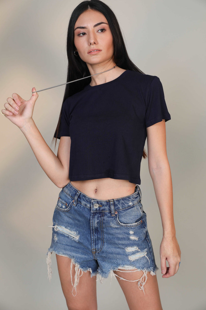 Crop Top- Navy - Botnia