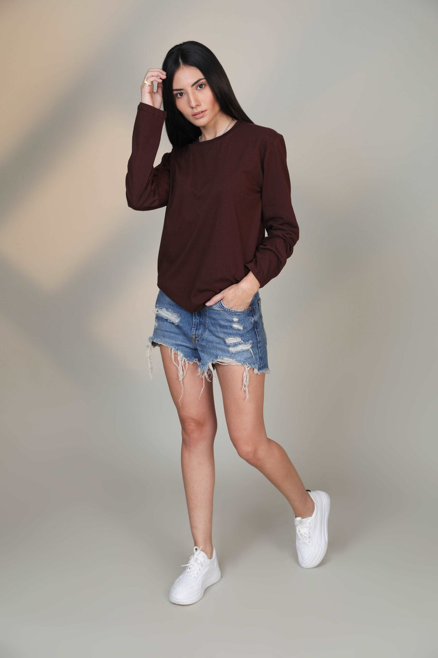 Brown -Women Full sleeve t-shirt - Botnia