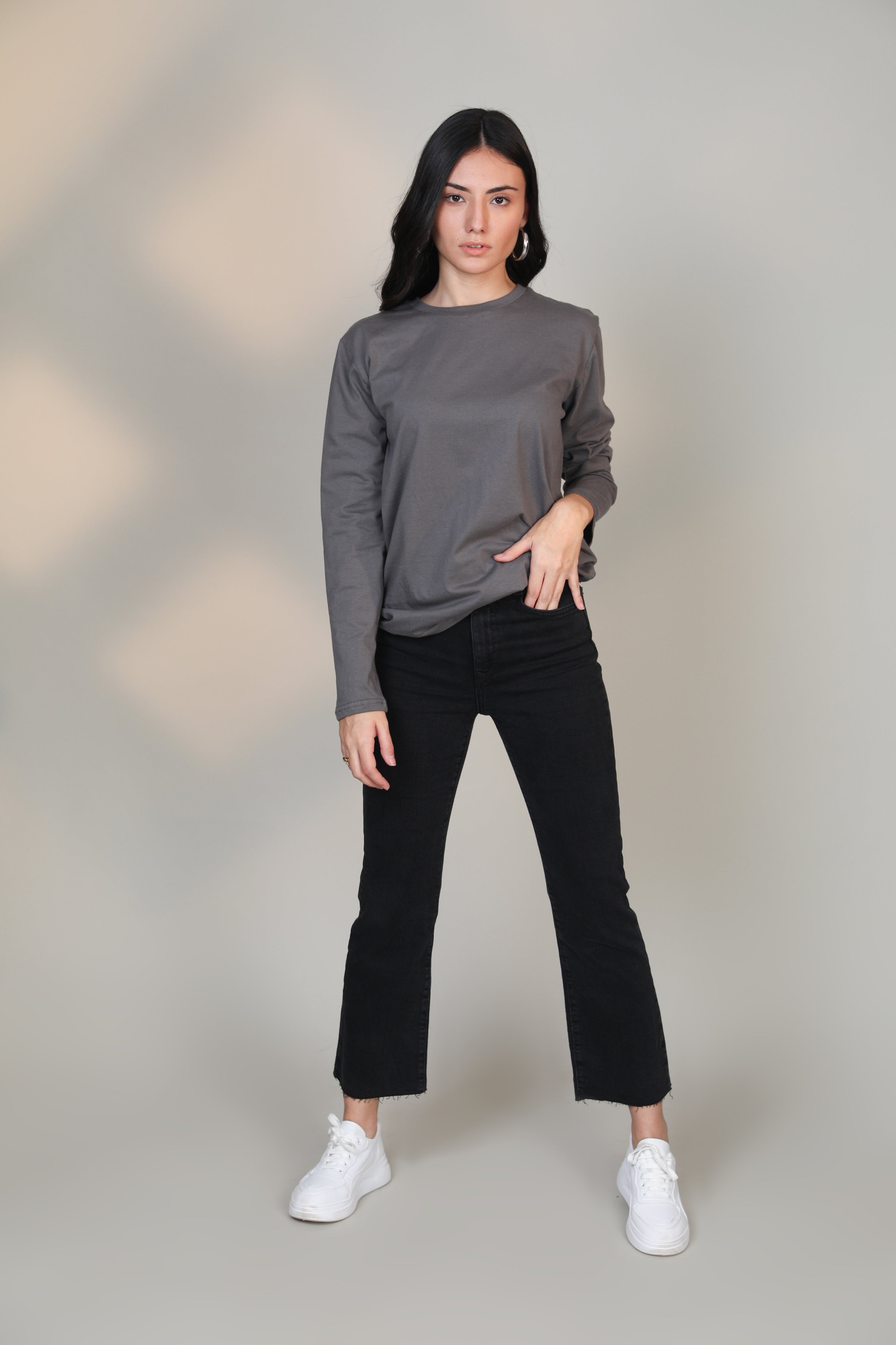 Melange Grey -Women Full sleeve t-shirt