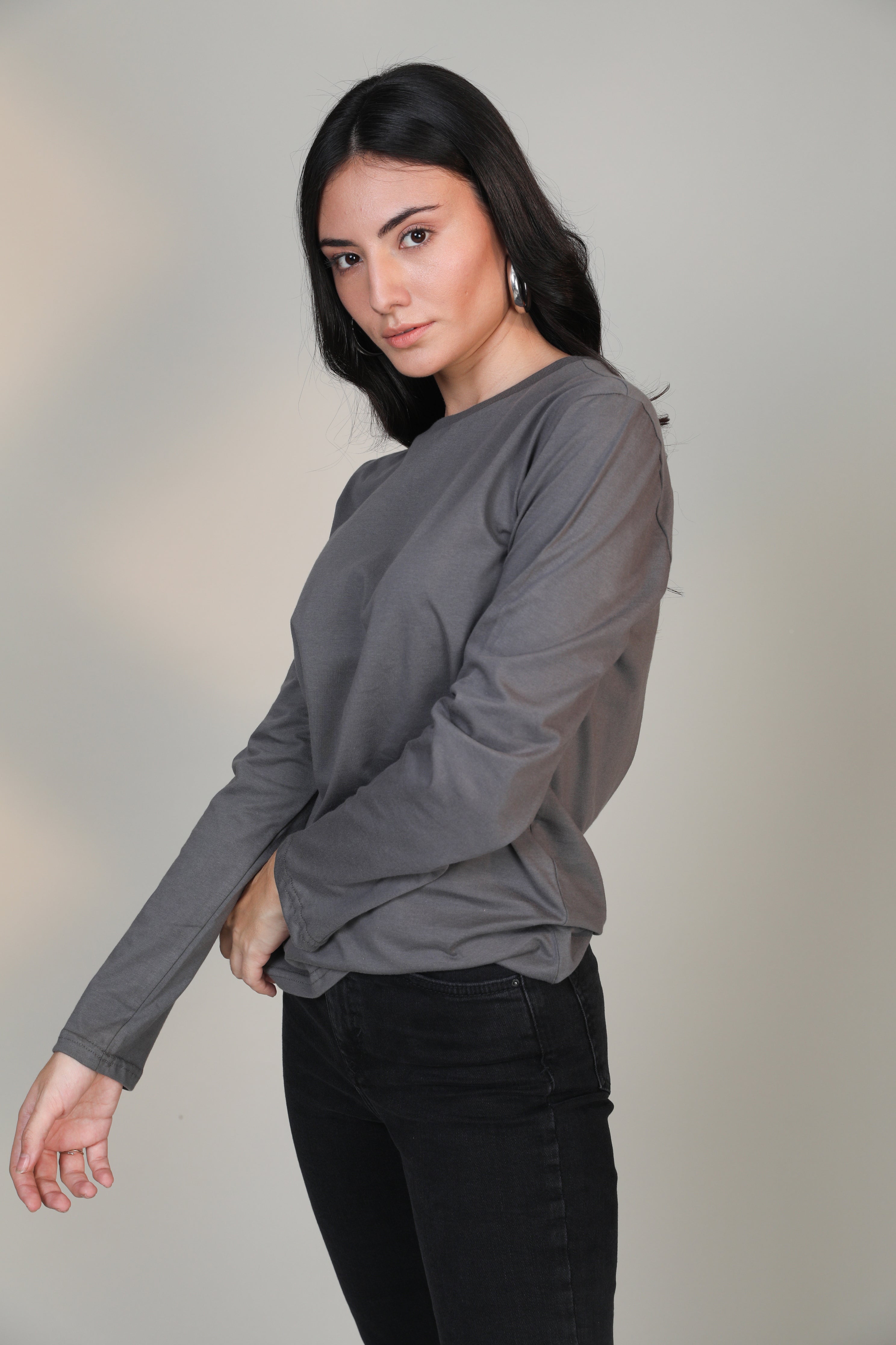 Melange Grey -Women Full sleeve t-shirt