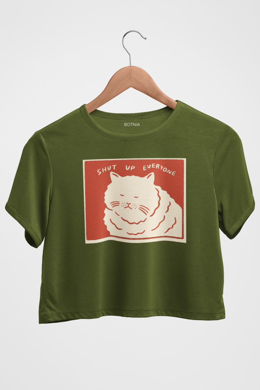 Shut up-Olive -Crop Top - Botnia