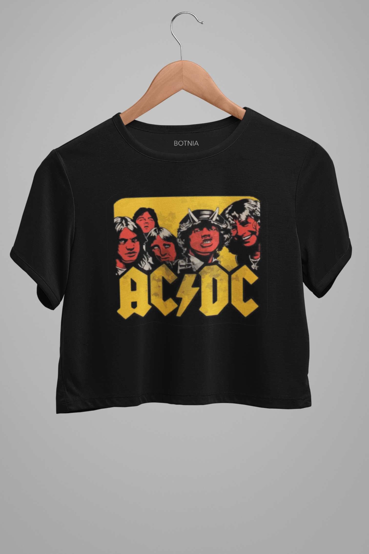 Shop Black ACDC -Crop Top Printed Regular Crop Top Crop Top for Female ...