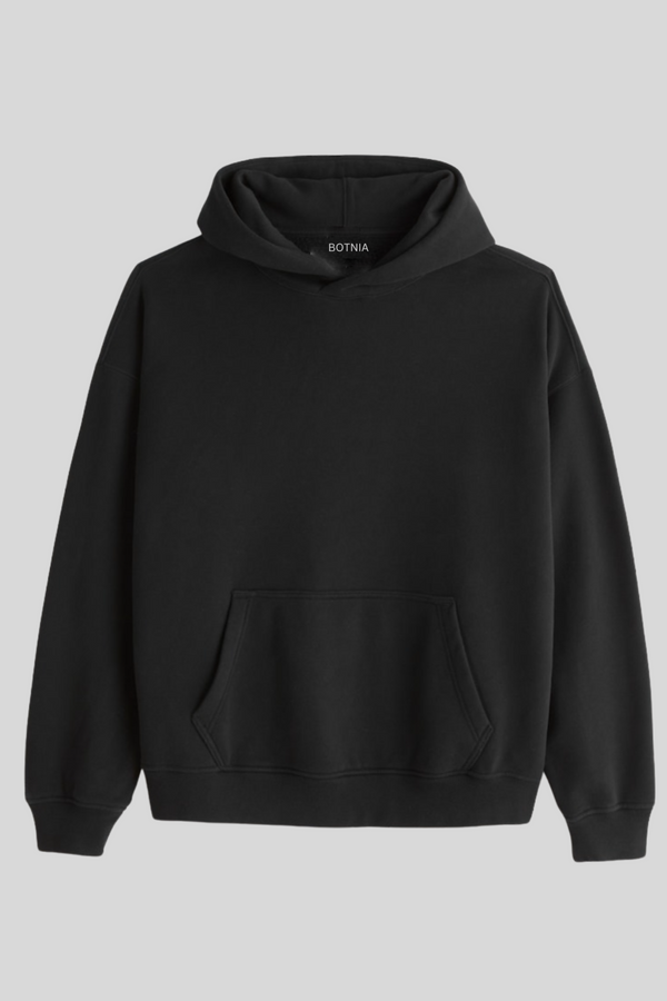 Shop Bold Black Plain Black Oversized Hoodie Online Botnia