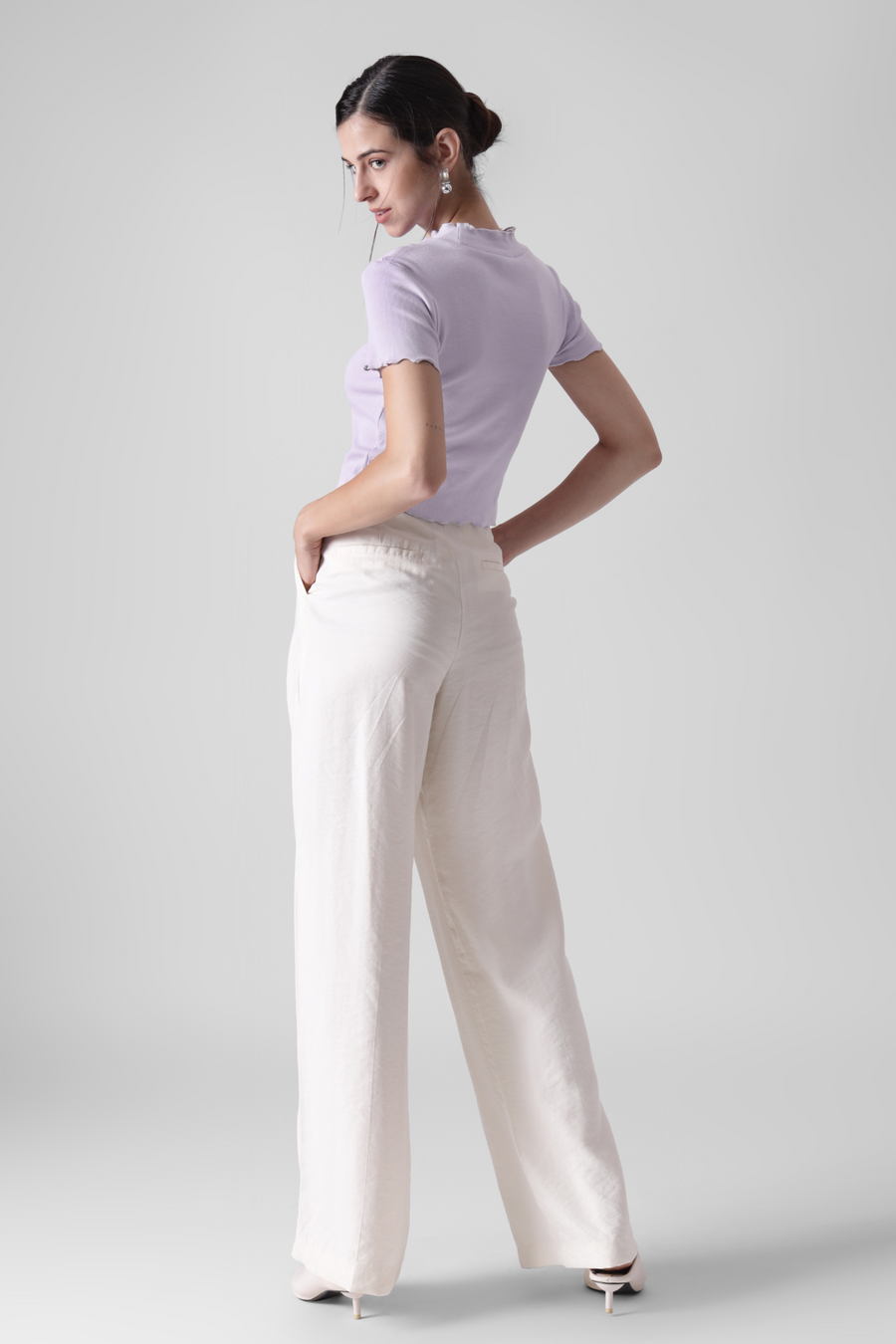 Lavender-  Lettuce trim Ribbed crop tee